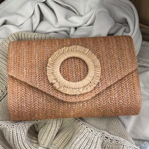 Elegant Tan Woven Clutch